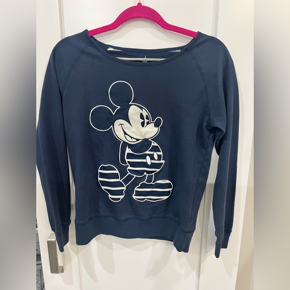 🔥3/$18🔥 Disney Parks Blue and White Striped Sweatshirt